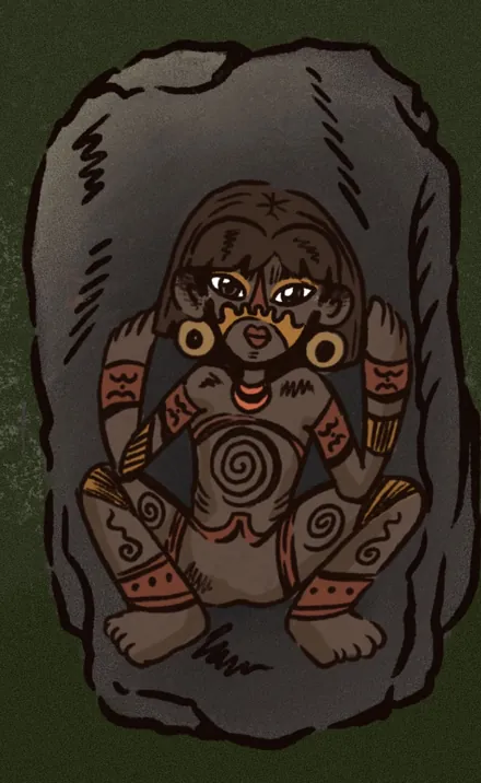 Maraka, figura taína tallada en piedra